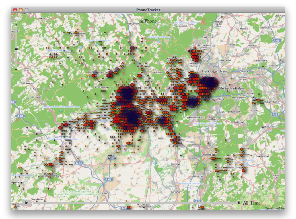 Visualization of iPhone location data. | any-where.
